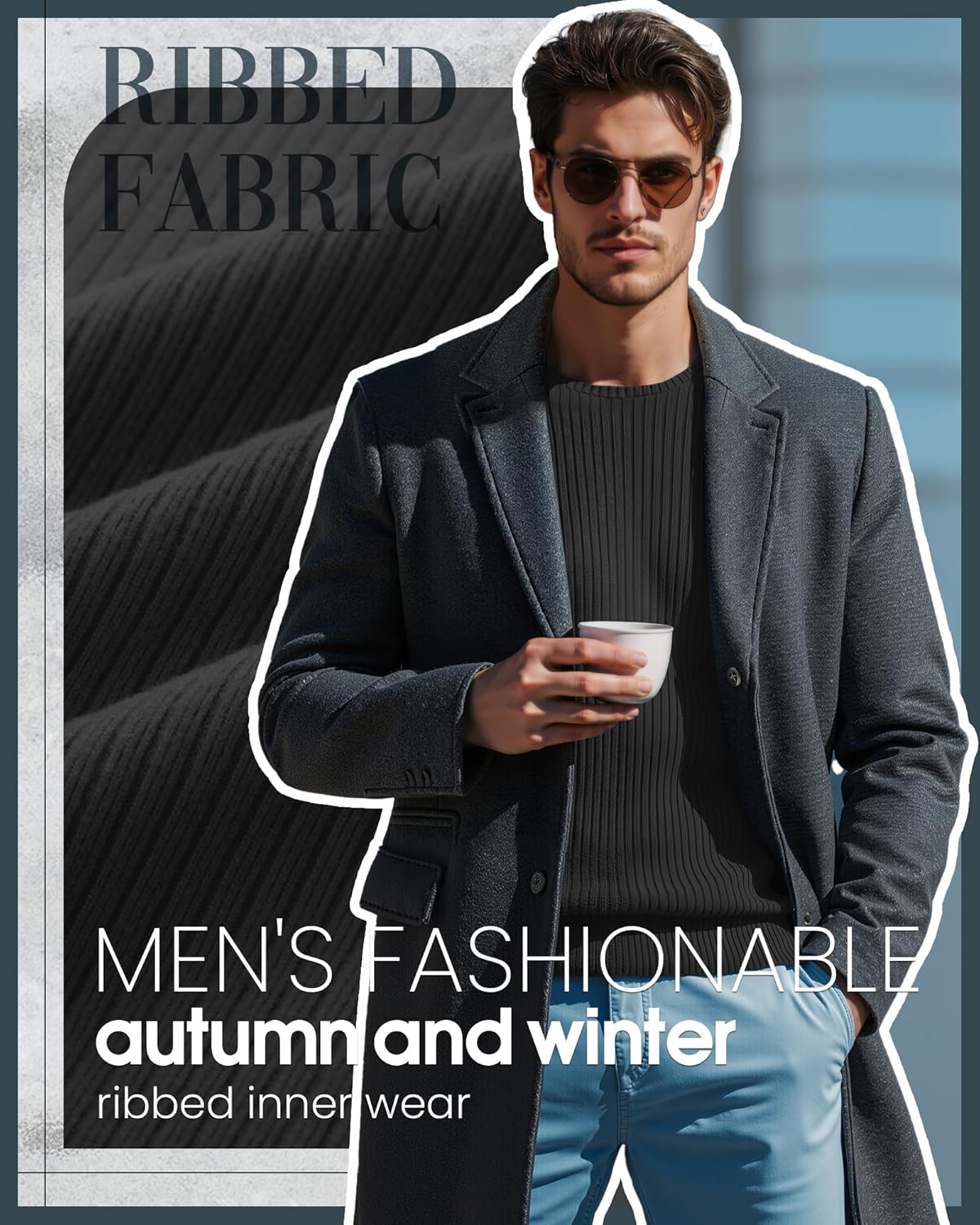 4 Pack Men's Thermal Shirts, Cotton Raglan Sweater Crew Neck Long Sleeve Ribbed Knit Pullover Slim Base Undershirt - Image 4