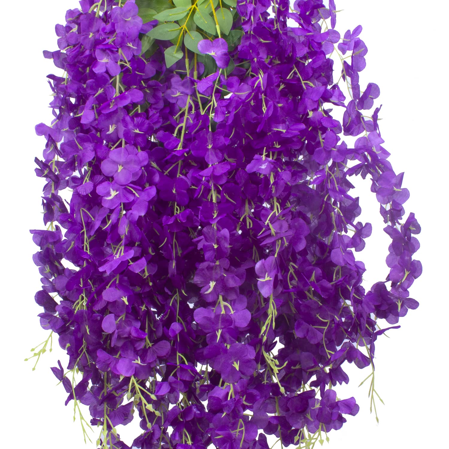 Künstliche Blumen, Seide, Glyzinienranke, Ratta, zum Aufhängen, Künstliche Pflanzen, Blau, 12 Stück