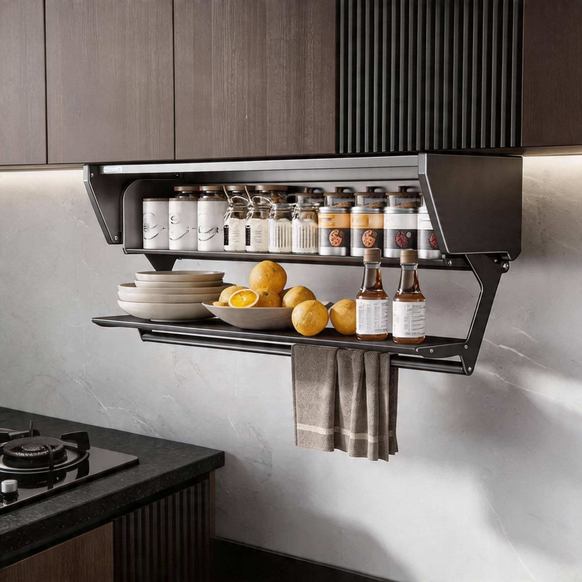 Support rangement avec porte-couteau pour évier de cuisine compact