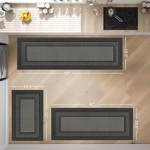 Miniatura 6 de Alfombras de cocina, tapetes de cocina para piso, tapete de cocina antideslizante, absorbente, resistente a la suciedad, alfombra de pasillo de