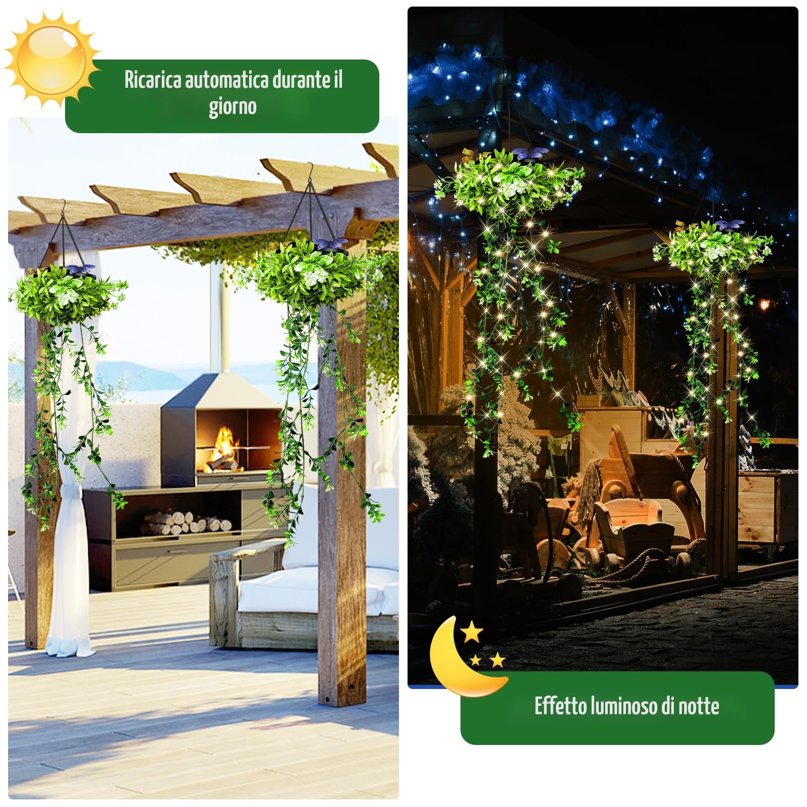 Luce solare da giardino per esterni, confezione da 4, 66 luci LED artificiali, IP65, impermeabile, ideale come regalo di compleanno per donne, mamme e neolaureate.