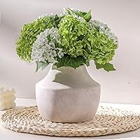 Mitt&Ditt 5.3 Inch Ceramic Flower Vase Off-White - Handcrafted Rustic Farmhouse Weathered Pottery for Home Decor, Table, Shelf