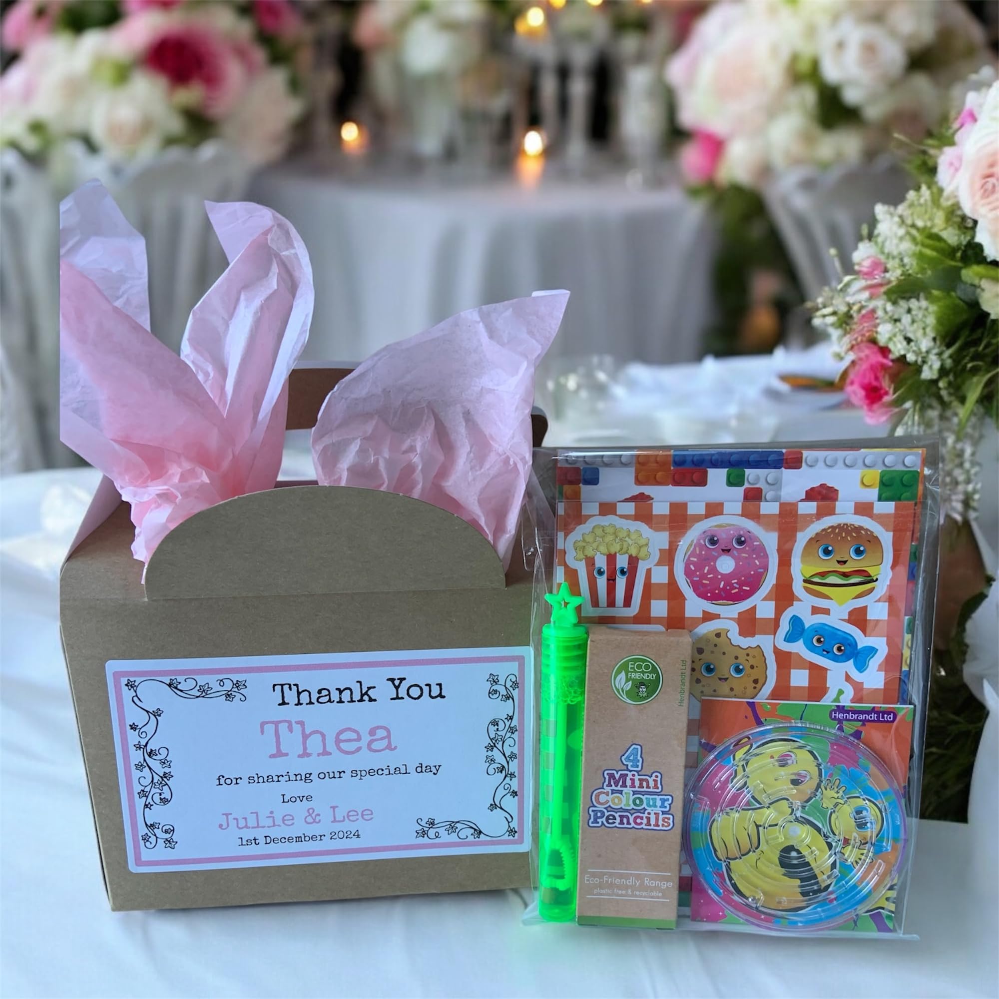 Personalised Children's Wedding/Christening/Birthday Activity Box - with kids activity pack