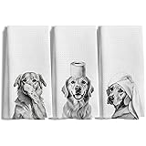 Funny Golden Retriever Gifts Bathroom Hand Towels Set of 3, Golden Retriever Gifts for Women, Dog Bathroom Decor,16x24 Inch
