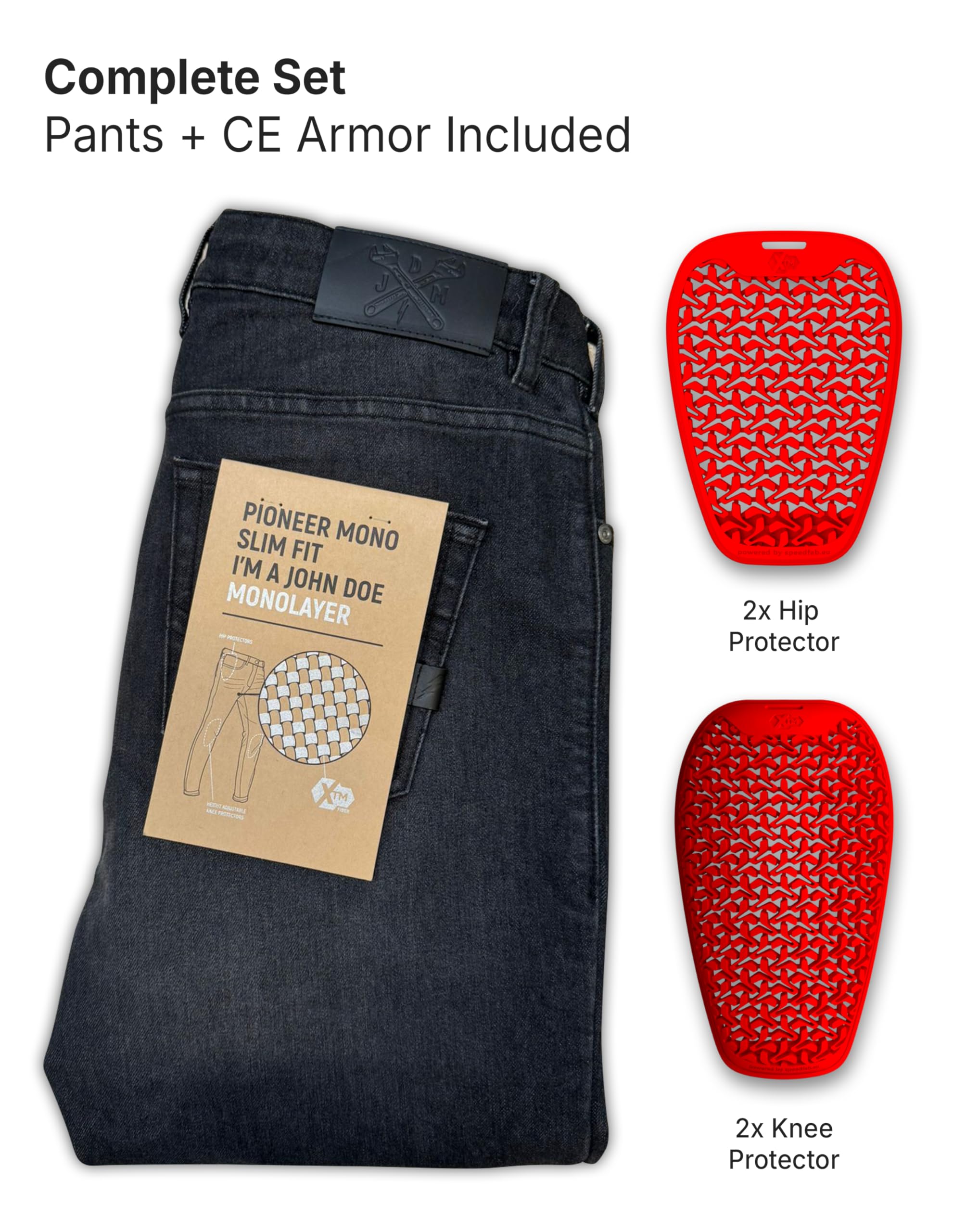 John Doe Pioneer - Monolayer | CE - Zertifizierung AAA | Motorradhose | Atmungsaktiv | Motorrad Jeans | Denim Jeans mit Stretch | Mit Protektoren