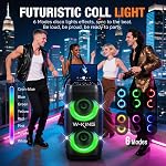W-KING Party Bluetooth Speaker Wireless Party Box, 370W MAX Pro Son, Basse puissante, Grande Boîte de boom en plein air Haut Parleur, Poignée télescopique, 25H, Lumière futuriste, CSB,MIC&Guitar in,Fast Charge