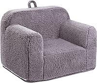 Vista 9 de Silla de sherpa suave y cómoda para niños, silla de espuma para niños y niñas, color gris claro