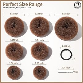 Teenitor Hair Bun Maker, 7pcs Bun Donuts for hair Buns(1 Extra-Large, 2 Large, 2 Medium, 2 Small), Light Brown
