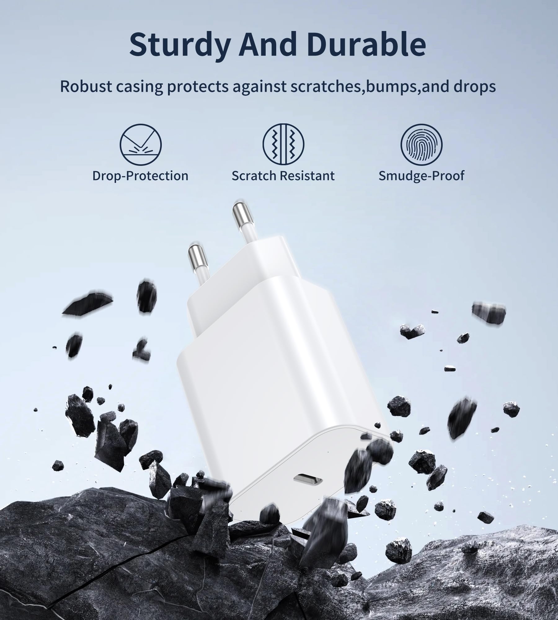 20W USB C Adapter 1-Pack,20W Caricabatterie USB C Progettato Appositamente per i-Phone Fast Charger Type C con i-Phone 16/15/14/13/12 Plus Pro Max Mini,Samsung Galaxy S24/23/22 Caricabatteria USB C