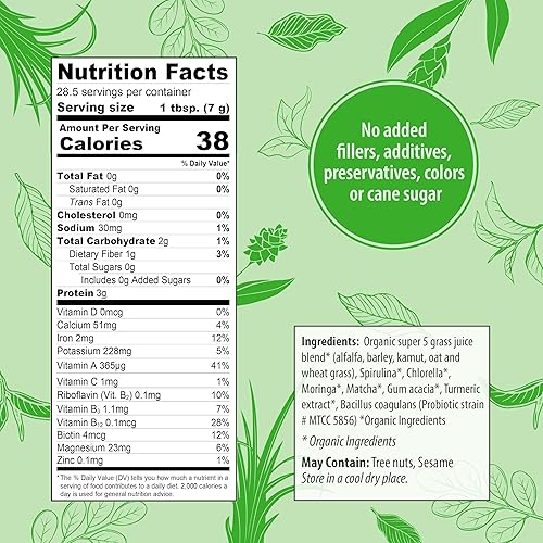 Miniatura 4 de Organic Traditions Supergreens con cúrcuma  Polvo de verduras orgánicas sin sabor  Bolsa de 7 onzas