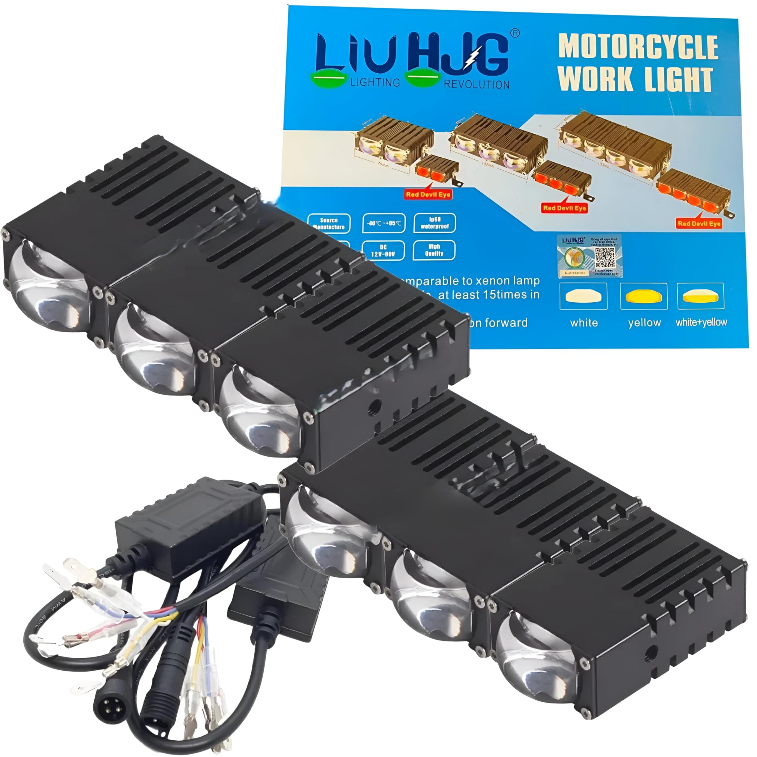LIU HJG 3 LED Yellow/White Waymaker Fog Light Featuring Red Devil Eye for Car, Motorbike, and Truck - High-Performance LED (12 V, 120 W) Lighting Solution - Universal for All Vehicles (Pack of 2)-image-19