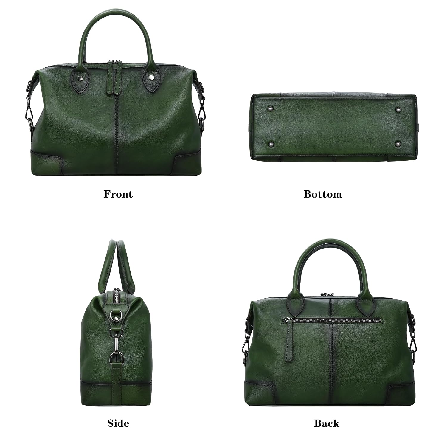 HESHE Genuine Leather Satchel Tote Bag for Women Leather Purse Large Capacity Top Handle Handbag Vintage Doctor Bag