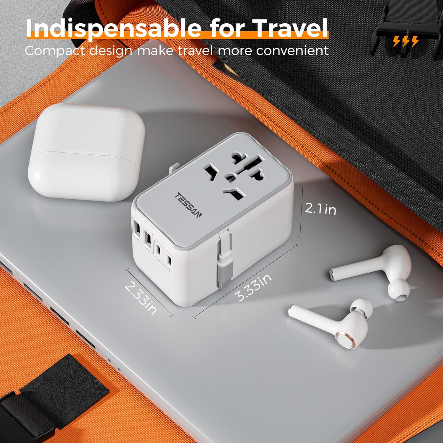 Universal Travel Adapter, TESSAN 35W International Plug Adapter Built-in 1 USB C... 7 81mQFmJTkLL. AC SL1500