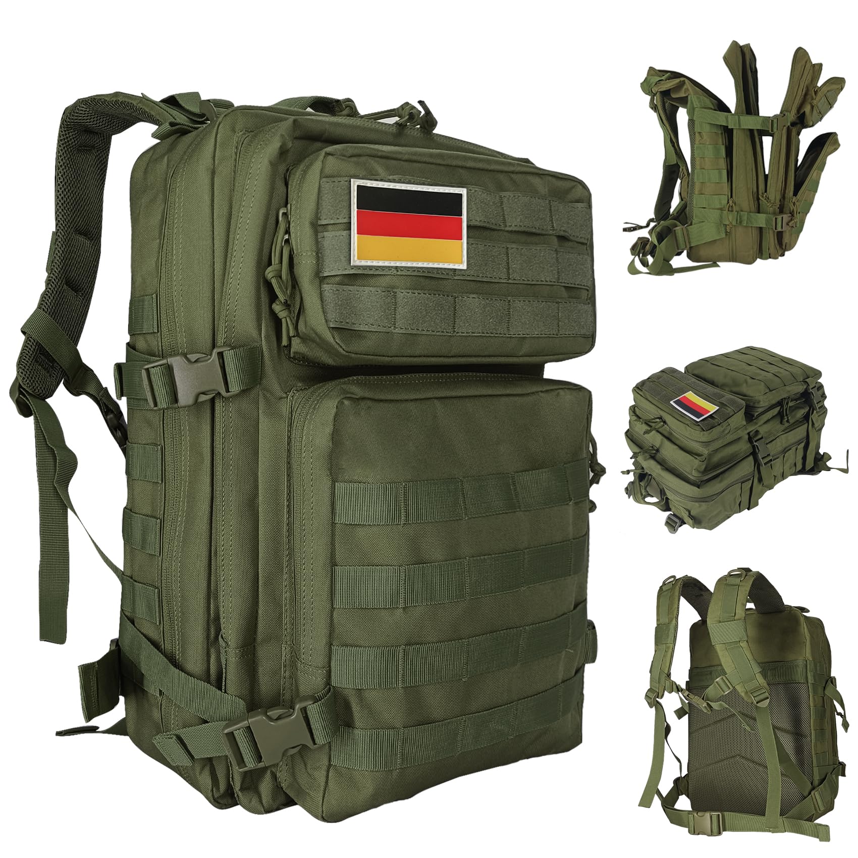 Oreunik Militär Rucksack Herren,45L Wasserdicht Taktischer Bundeswehr Rucksack Molle Rucksäcke Survival Backpack für Wandern im Freien Trekking Camping Wandern Angel Reise Arbeit