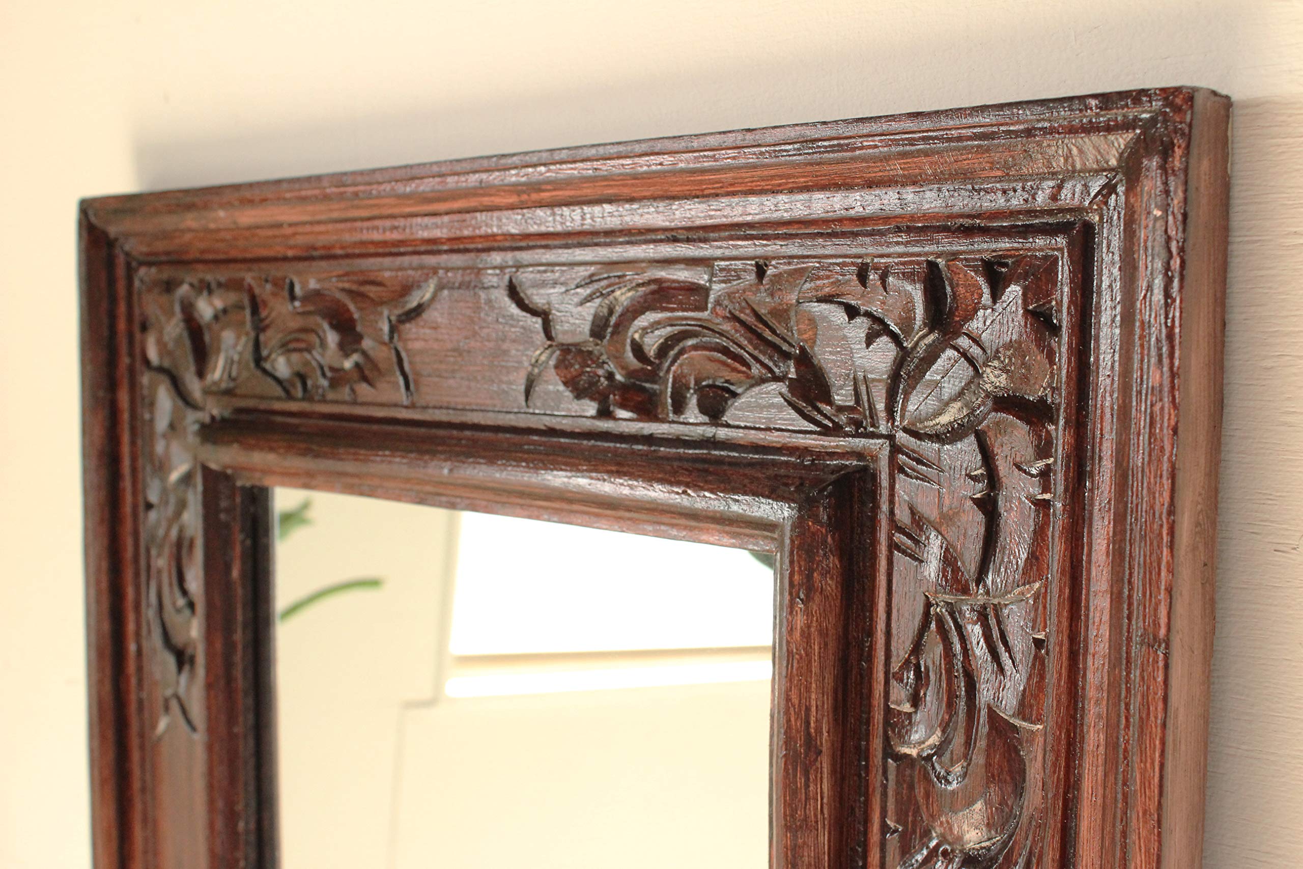 Amazon.co.jp: 木製フレームの姿見A 鏡 壁掛け ウォールミラー 彫刻