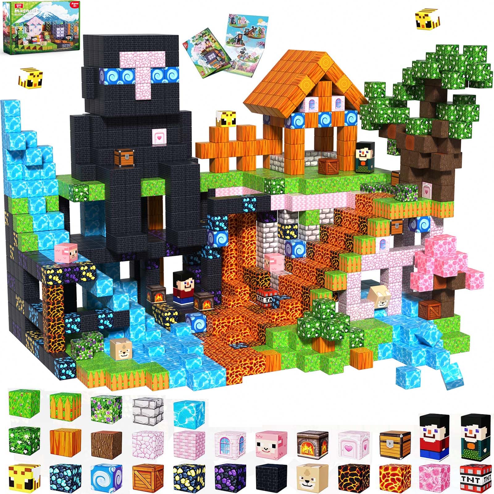 GraceDuck Magnetic Blocks 200 PCS Build Volcano Portal Sakura