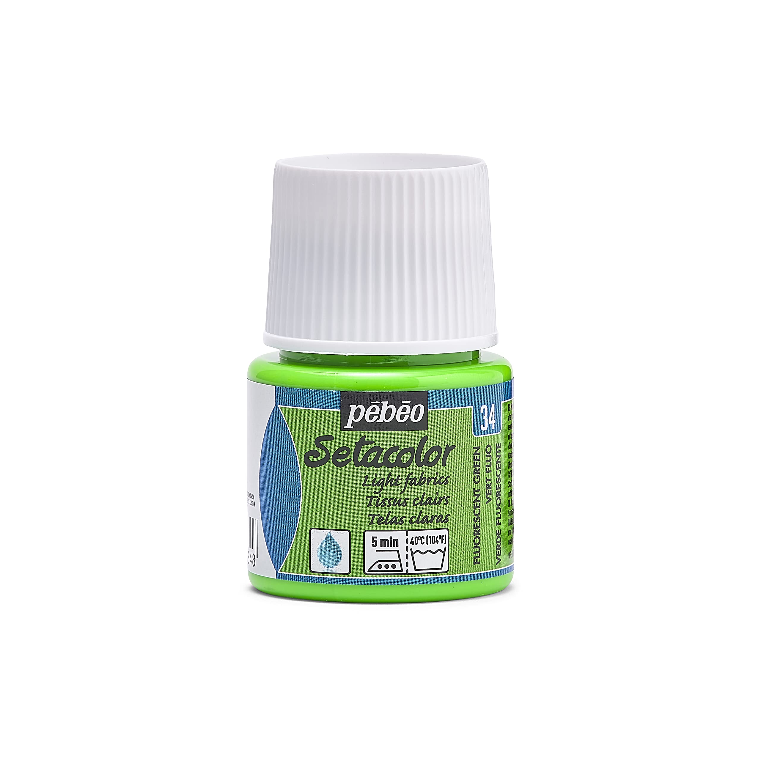 Pebeo Setacolor Light Fabrics Paint 45-Milliliter Bottle, Fluorescent Green