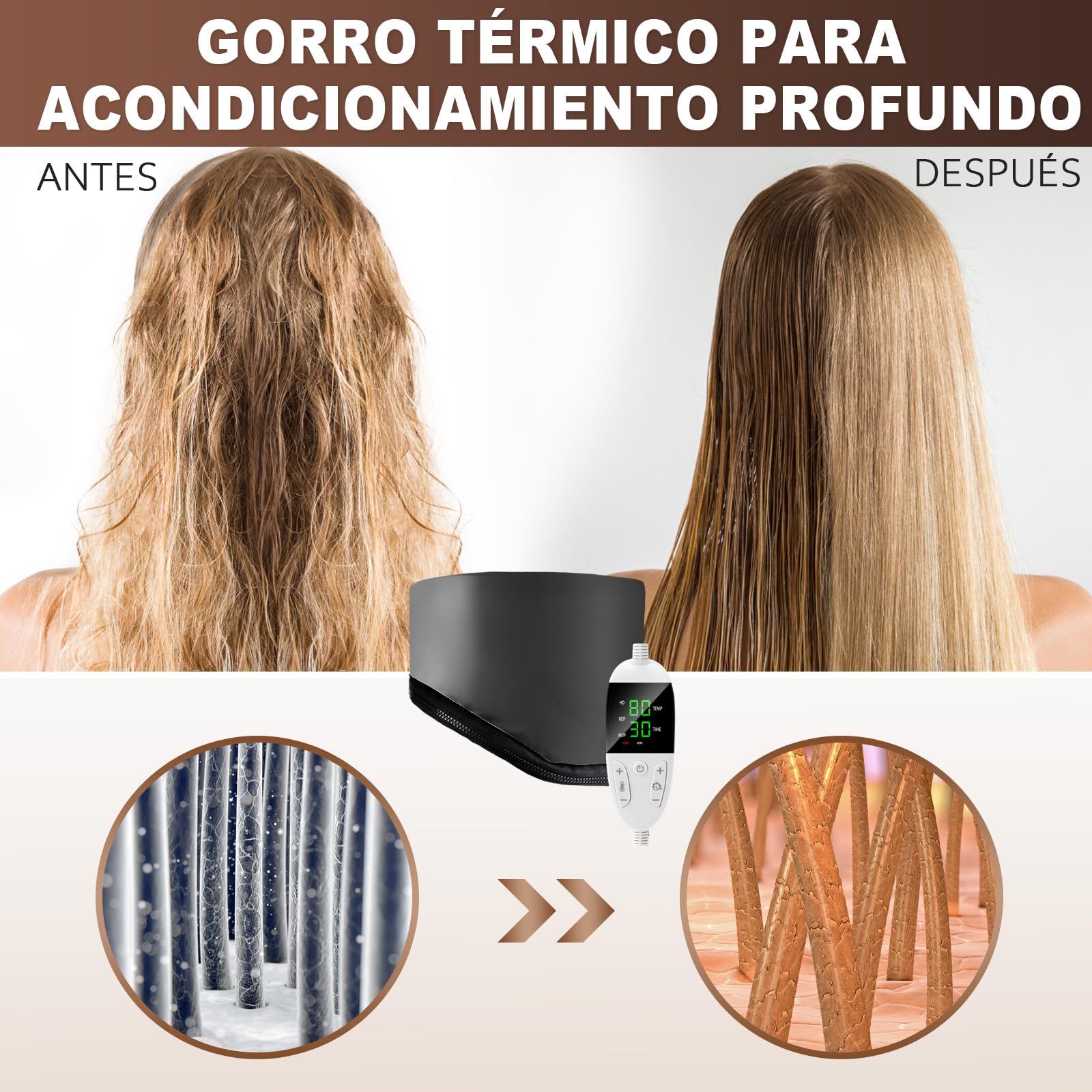 Biutee Casque Chauffant Cheveux,Bonnet Chauffant Cheveux(Noir) | La Température Est Réglable à Volonté et L'appareil Dispose de 9 Réglages de Minuterie (10 à 90 minutes)