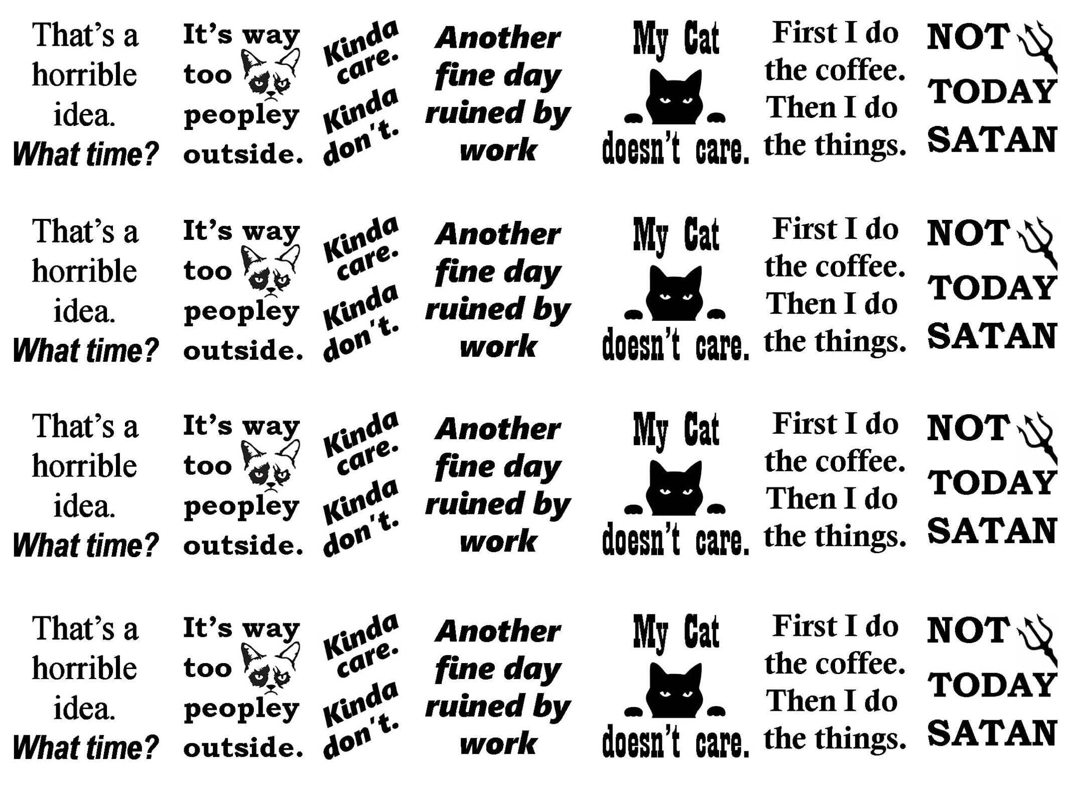 Attitude Humorous Sayings 28 pcs Black Fused Glass Decals