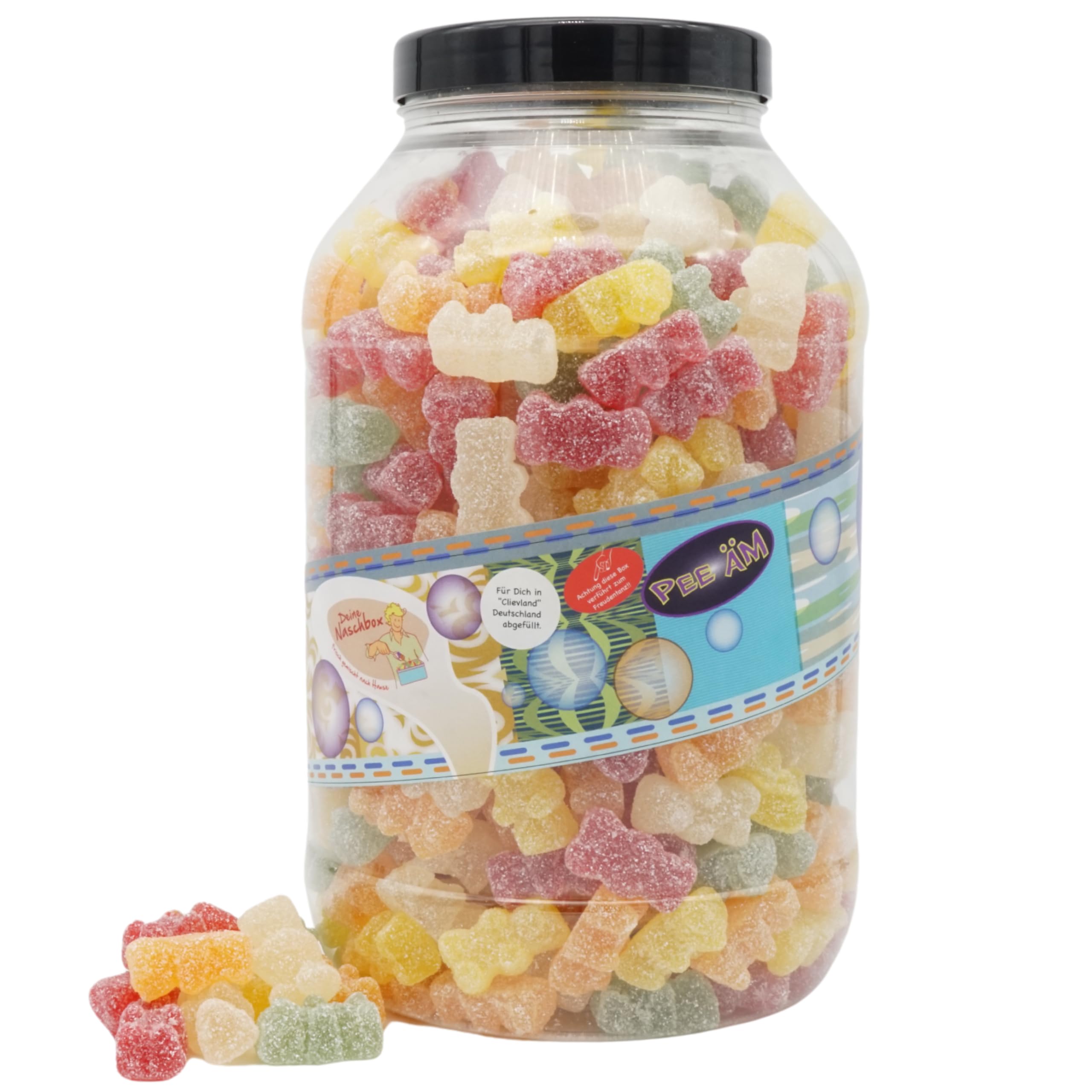 Deine Naschbox | Saure Fruchtgummi Bären | 3kg Mega Pot | XXL Großpackung für Party, Candybar & als Geschenk - Saftig prickelnder Naschspaß