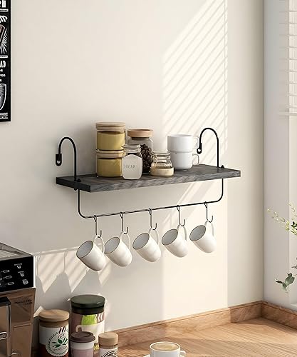 Miniatura 4 de Godimerhea Soporte para tazas de café, estante de barra de café con ganchos, organizador de tazas, estantes para tazas, colgador de almacenamiento