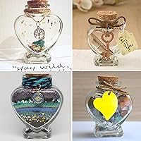 Vista 6 de 3 tarros de vidrio en forma de corazón con tapas de corcho, recipiente lindo de 2.7 onzas, 2.5 x 1.68 x 2.95 pulgadas, botellas de vidrio pequeñas