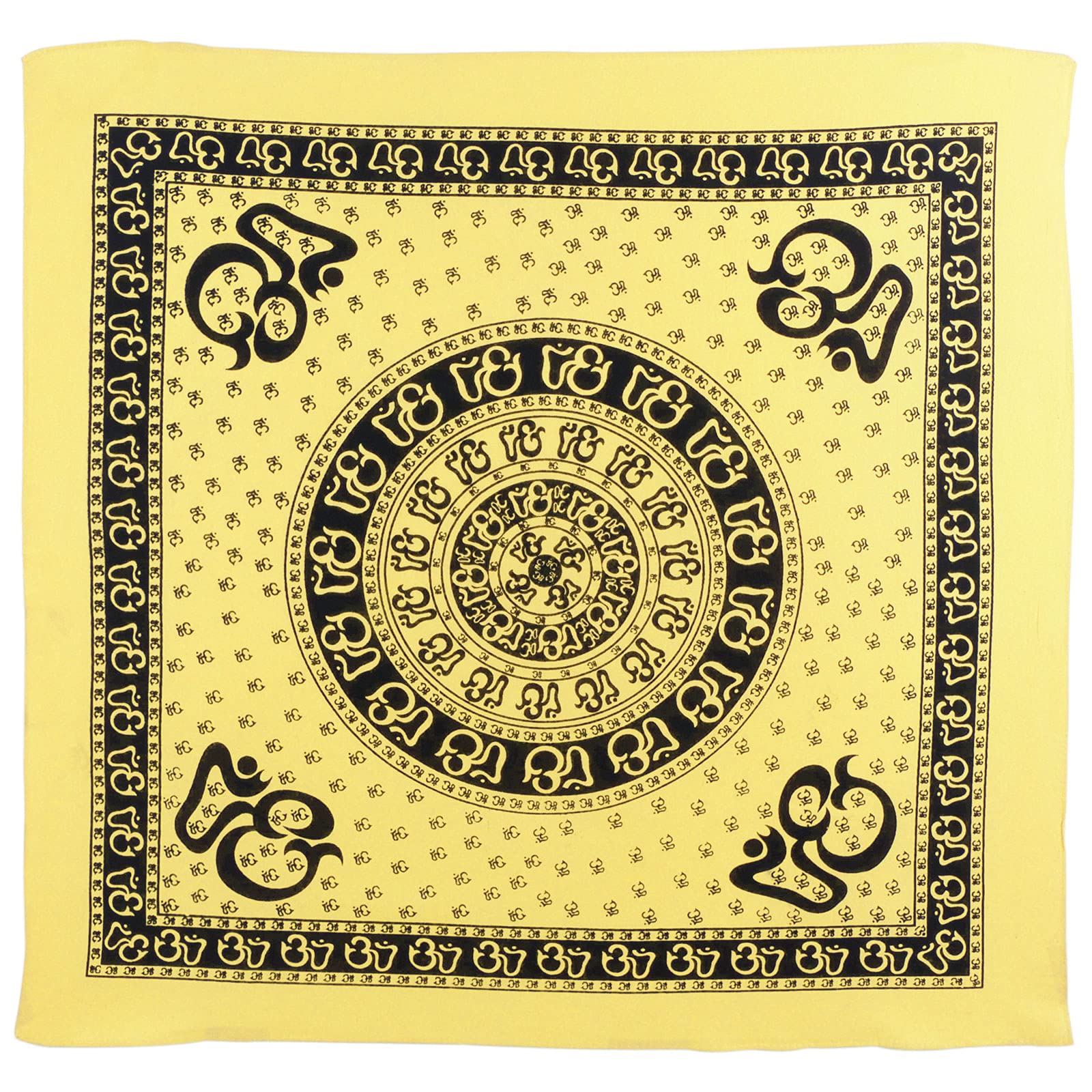 Asita Gift and Home Sacred OM AUM Bandana Bandanna Scarf Chakra Hindu Buddhist 24"x24"-Lemon
