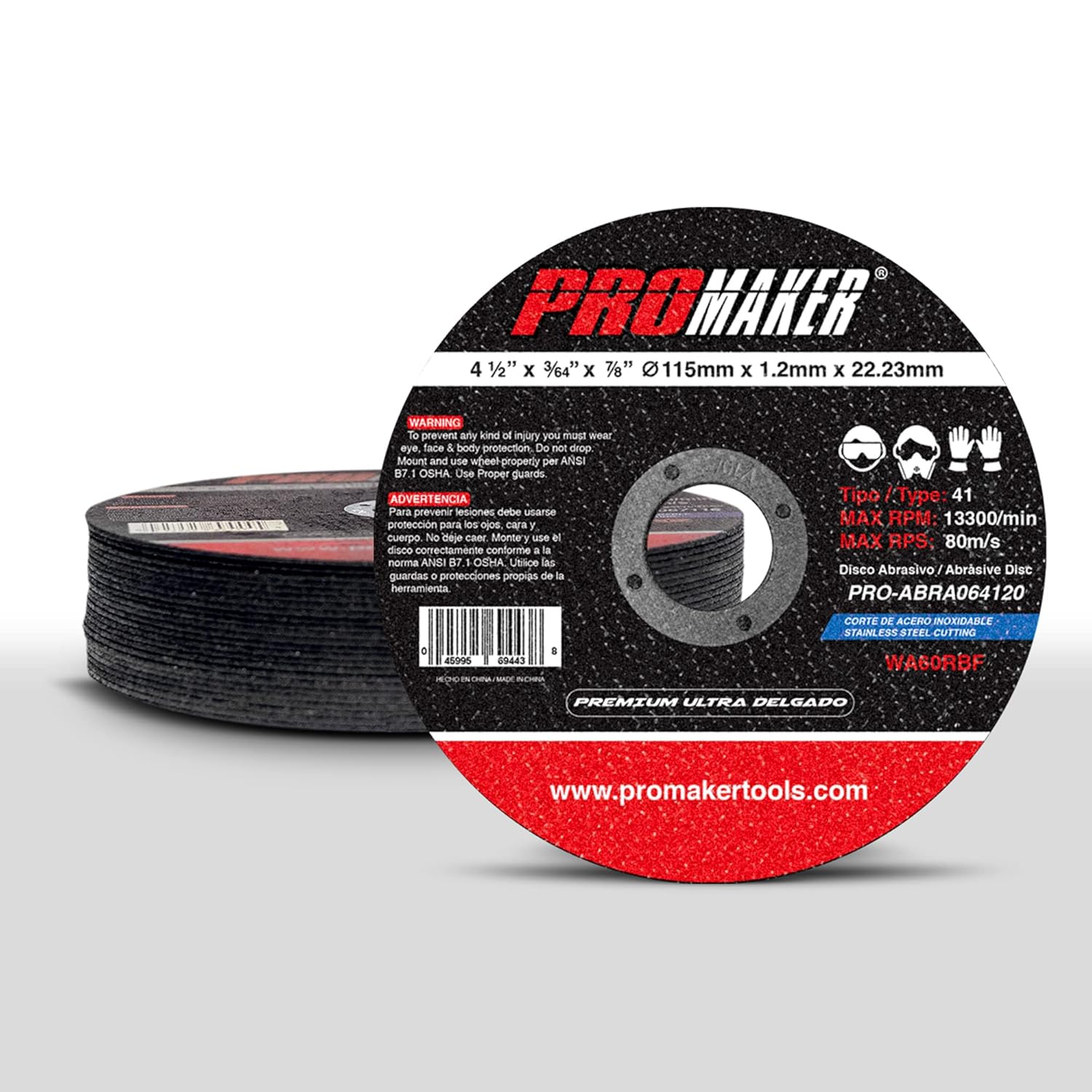 PROMAKER 25Pack Cut Off Wheel, Metal and Stainless Steel Cutting Wheel for Angle Grinder, Ultra Thin, Cutting disc 4 1/2 x 3/64 x 7/8: Industrial & Scientific