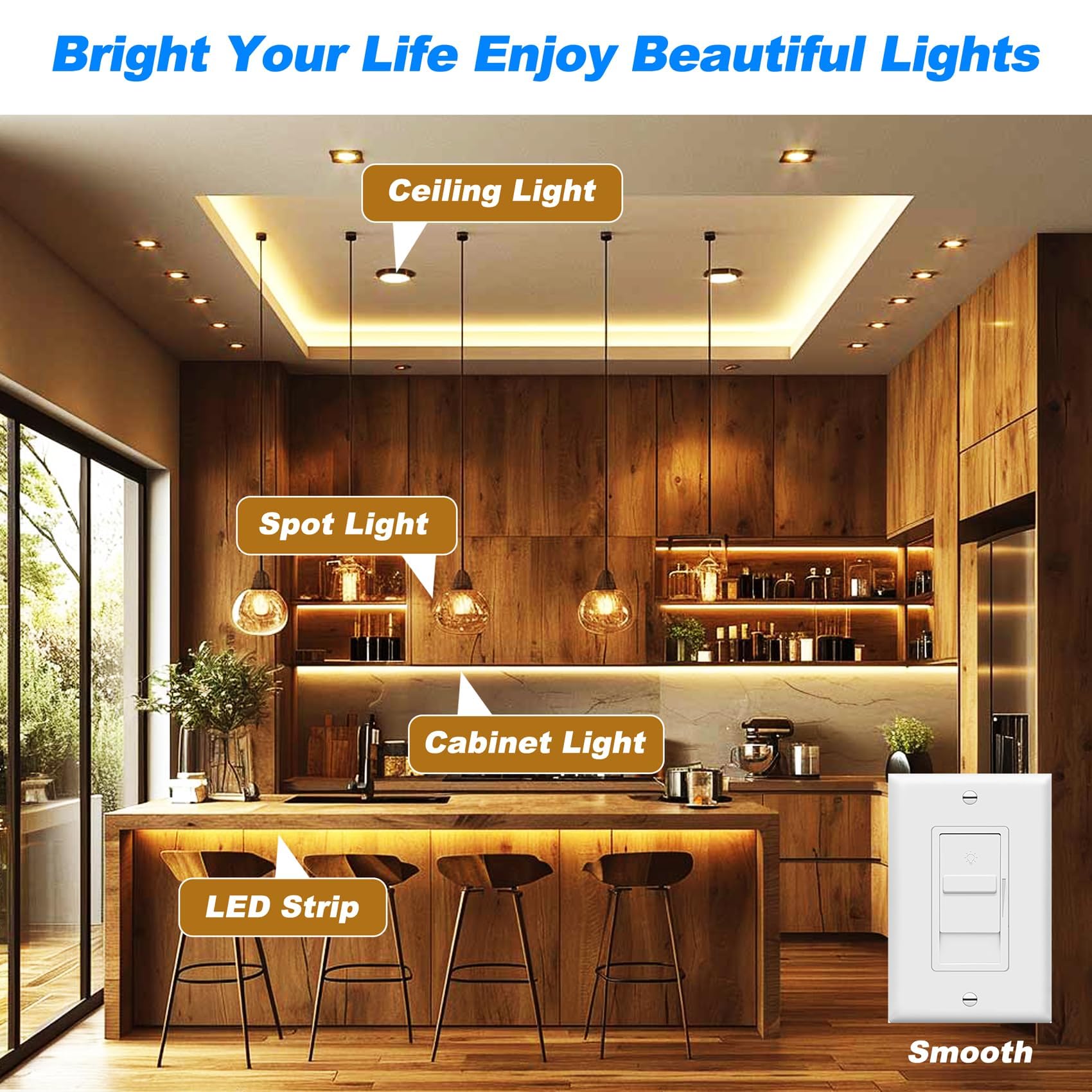 Triac ELV/MLV LED driver dimmerabile da 96 W, trasformatore LED Triac ELV/MLV compatibile con interruttori Lutron e Leviton, alimentatore LED dimmerabile per luci LED interne/esterne, certificato UL e
