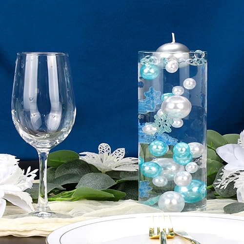 Miniatura 6 de Kit de relleno de jarrón flotante para manualidades, incluye 10000 cuentas de gel de agua, 80 perlas, 50 copos de nieve para decoración de fiestas