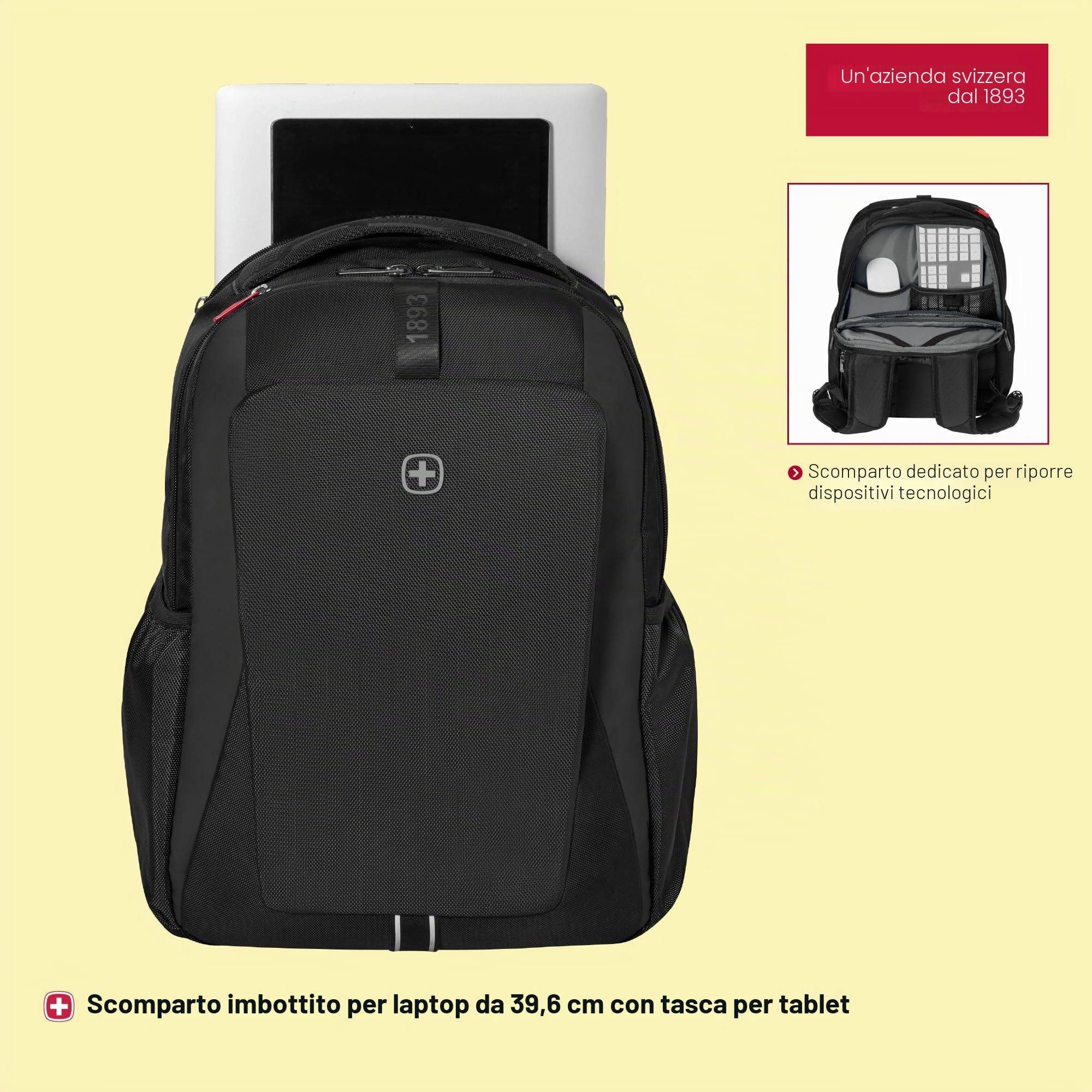 WENGER Zaino Porta PC XE con Tasca per Tablet, Notebook, Tablet 10”, Organizer, Uomo Donna, Ufficio Viaggi di Lavoro Università, Sostenibile