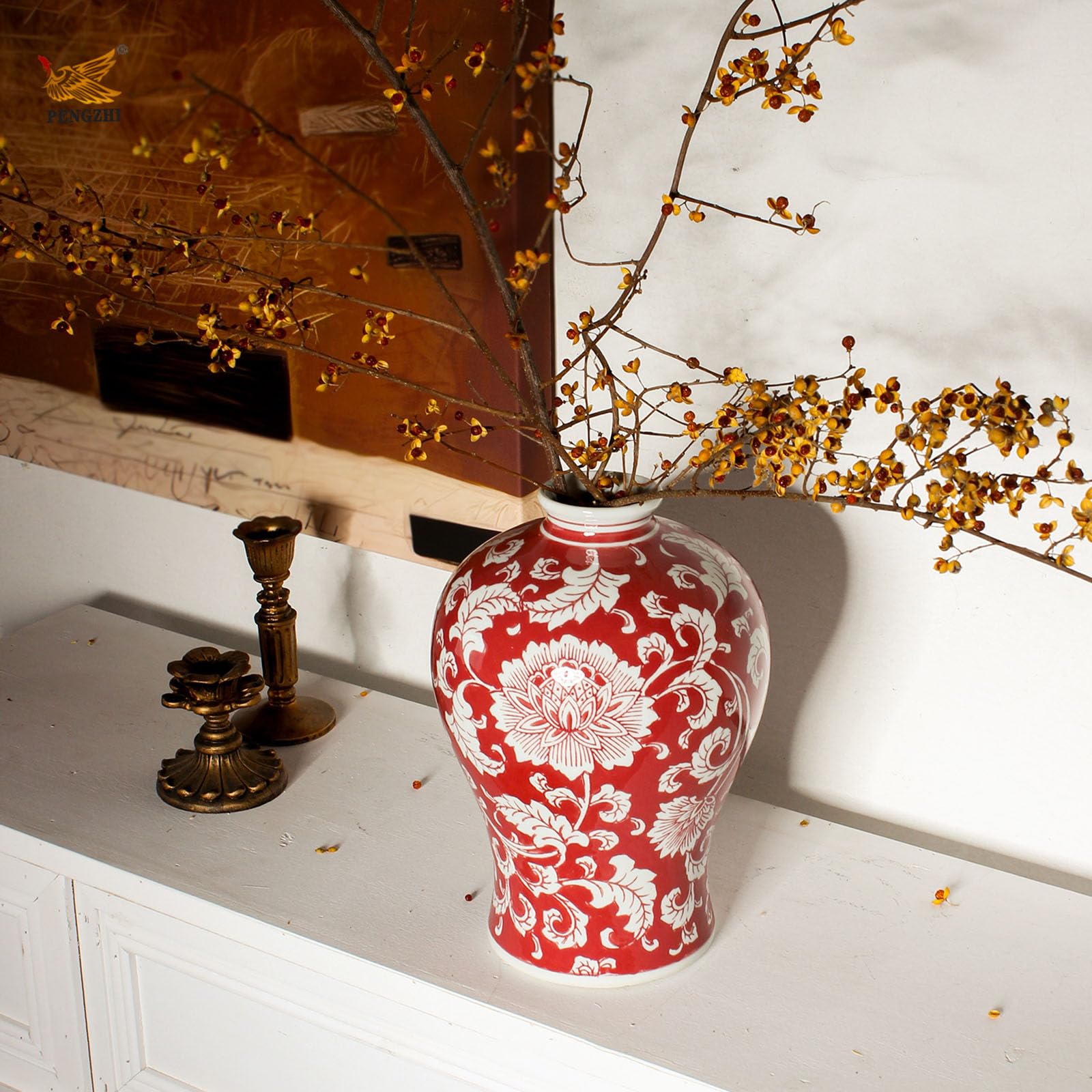 Elegancki wazon do dekoracji domu, ręcznie robiony wazon w stylu vintage Chinoiserie, nowoczesne estetyczne akcesoria domowe do salonu, sypialni, kuchni, prezentów