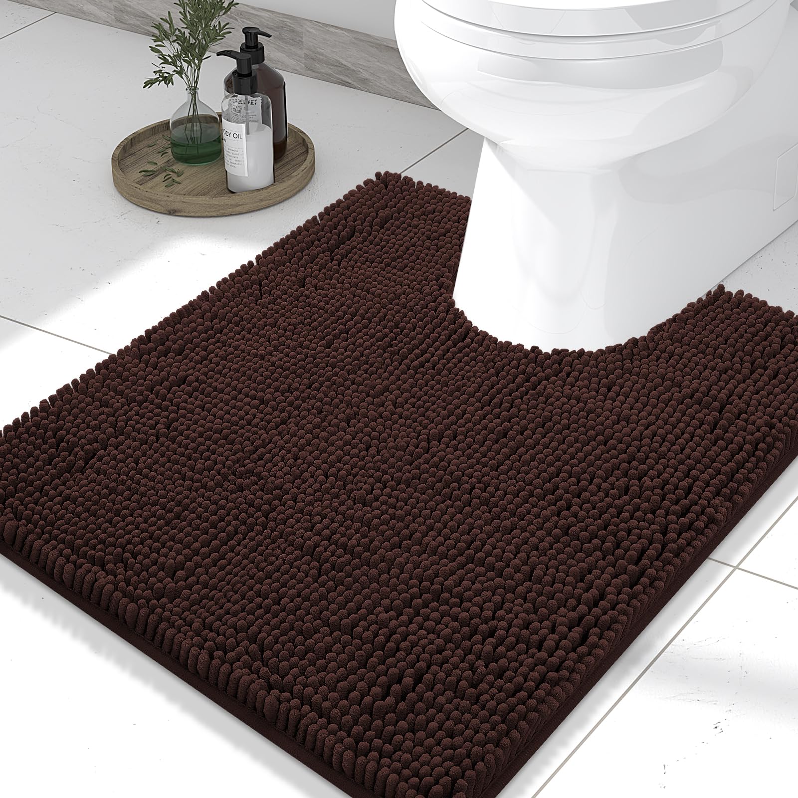 Smiry Toilet Rugs U-Shaped 24x20, Extra Soft Absorbent Contoured Bath Mat