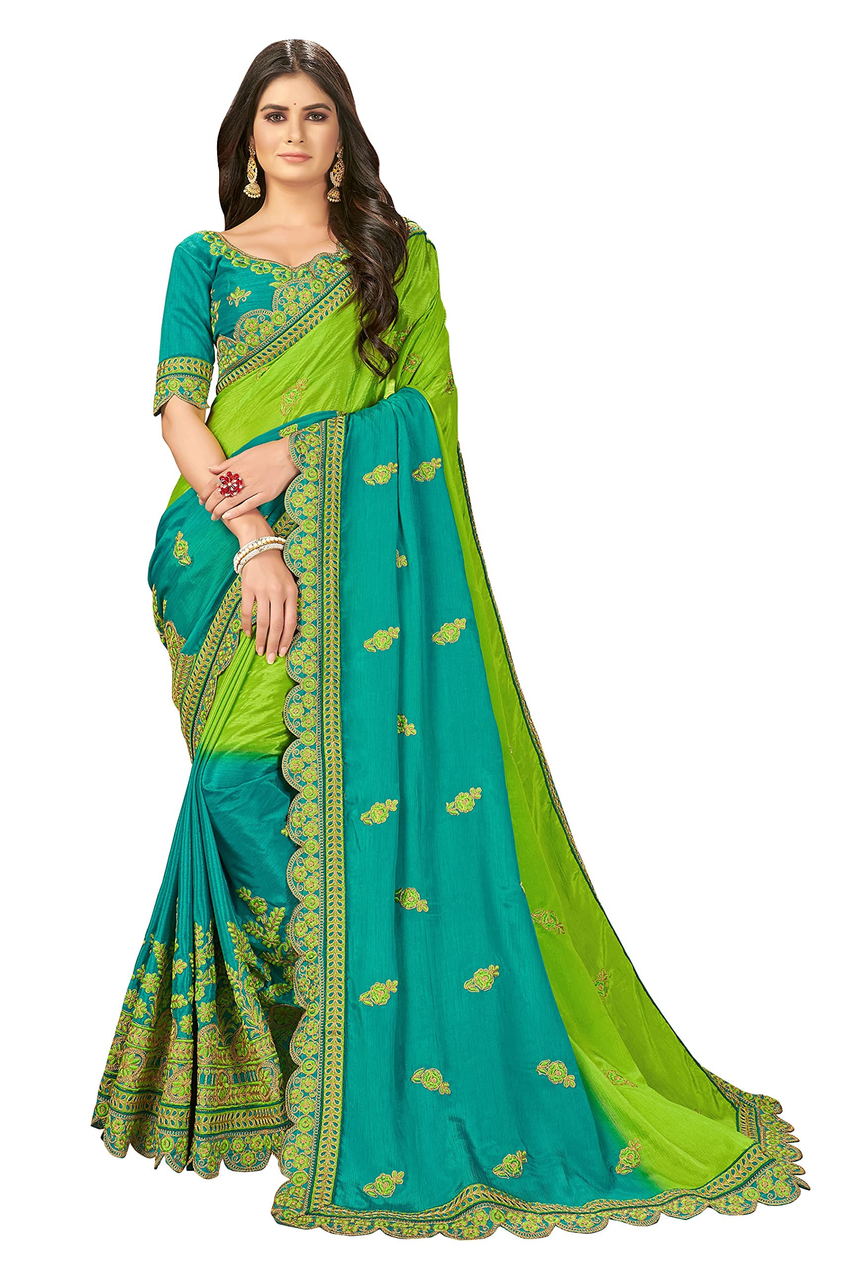 MANOHARI Most Trendy Chiffon Heavy Embroidery Saree for Women