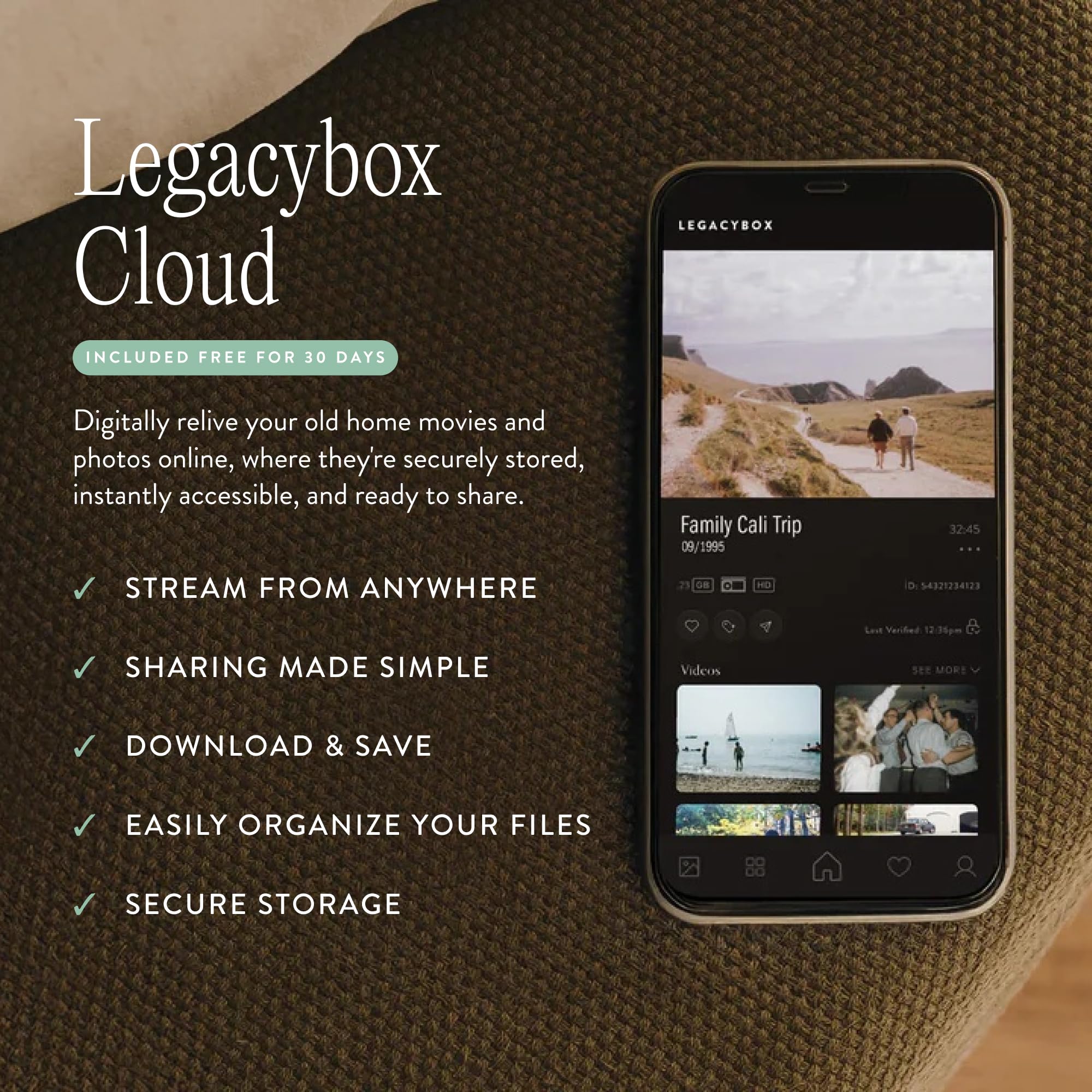 Legacybox Digitalisierung 3 Artikel Box | Speichererhaltungsservice | Konvertieren von VHS in Digital | Scan-Service für Fotos, Dias und Negative | Übertragung auf Cloud, USB oder DVD | Digitalisiert