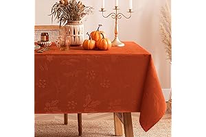 joybest 60x120 Inch Fall Tablecloth with Autumn Leaves Jacquard