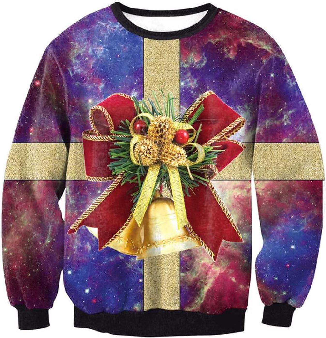 TUHGB Christmas 3D Digital Print Party Sweatshirt Autumn Round Neck Long Sleeve,HK12,3XL
