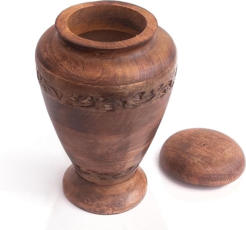 Miniatura 4 de Urna de madera bellamente grabada a mano para cenizas humanas, cremación funeraria, ataúd de entierro, recuerdo de cenizas, jarrón disperso de