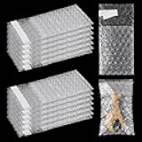 20 pcs Clear Self-Sealing Bubble Cushion Bags 5.6x2.7 Inches PE Film Double Walled Bubble Wrap Pouches Small Shockproof Protective Packing for Small Business Moving Shipping Packaging Storage