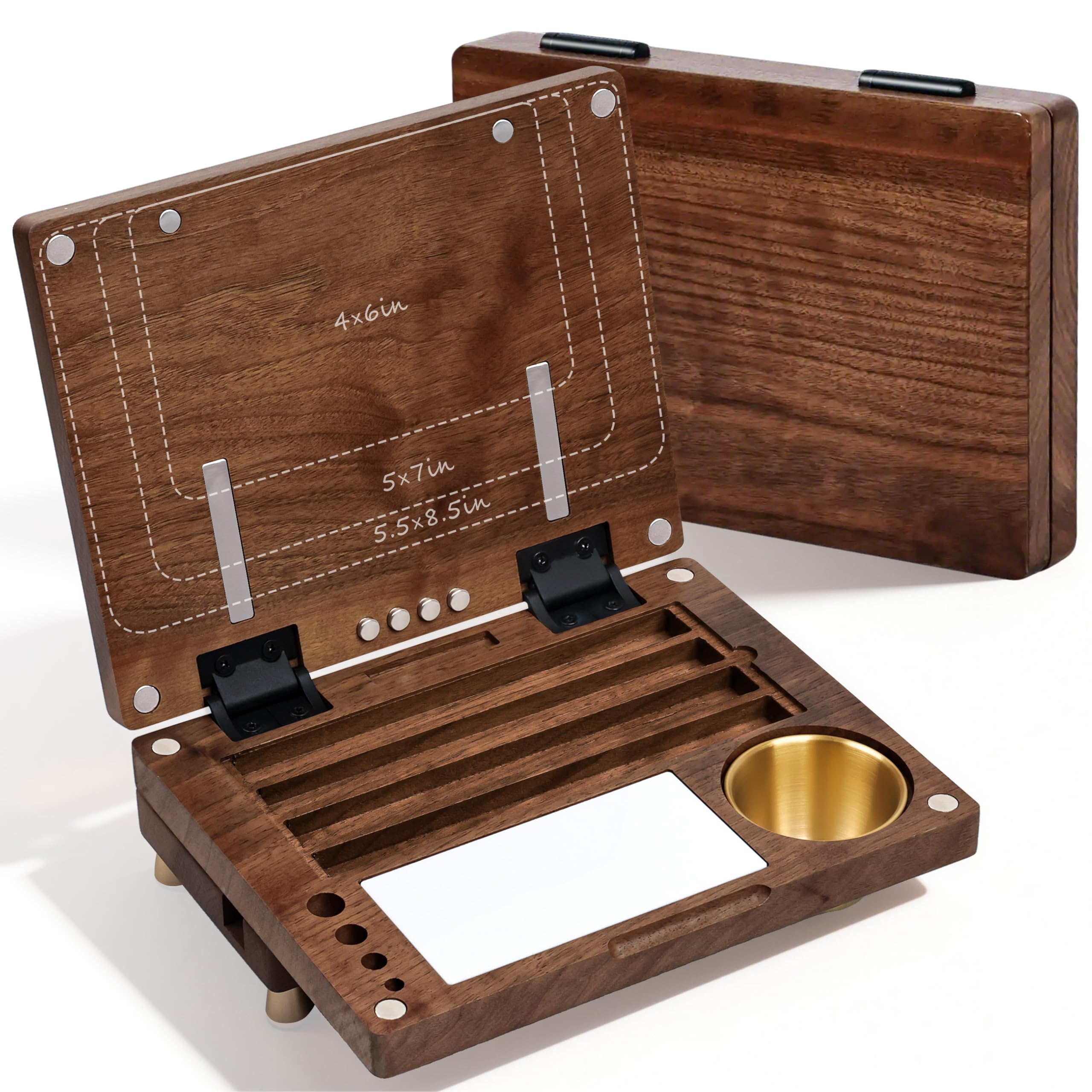 Sttokilly Watercolor Palette，Black Walnut Wood | Travel Paint Palette，Pochade Box for Painting with Base,Portable Plein Air Easel for Watercolor,Gouache, Acrylic, Oil