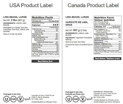 Miniatura 14 de Frijoles Lima Grandes, 1.5 libras – Granos secos de mantequilla. Habas grandes cremosas. Buena fuente de proteínas, fibra, hierro y potasio. Ideal