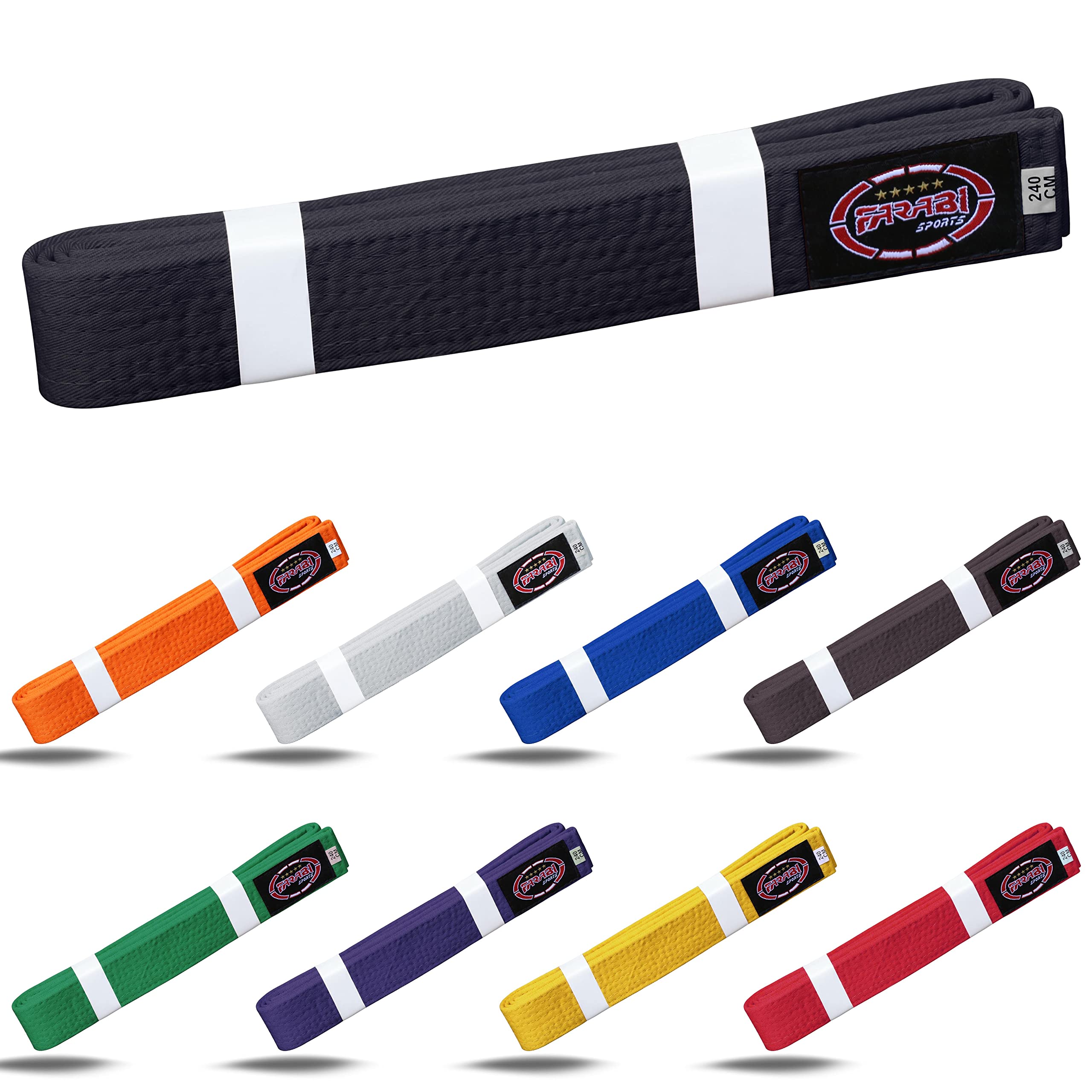 Farabi Sports Cinturón de Karate Múltiples Colores Cinturones de Karate Judo Karate BJJ Artes Marciales Cinturones de Taekwondo