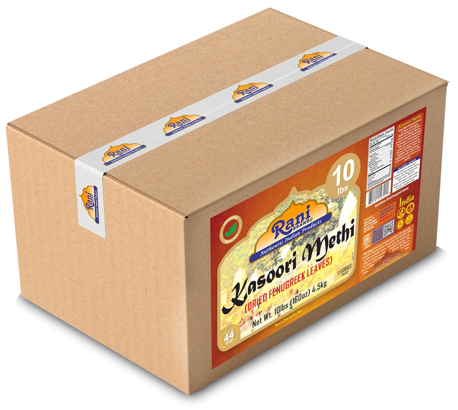Rani Fenugreek Leaves Dried (Kasoori Methi) 160oz (10lbs) 4.54kg Bulk Box ~ All Natural | Vegan | Gluten Friendly | NON-GMO | Kosher | Indian Origin