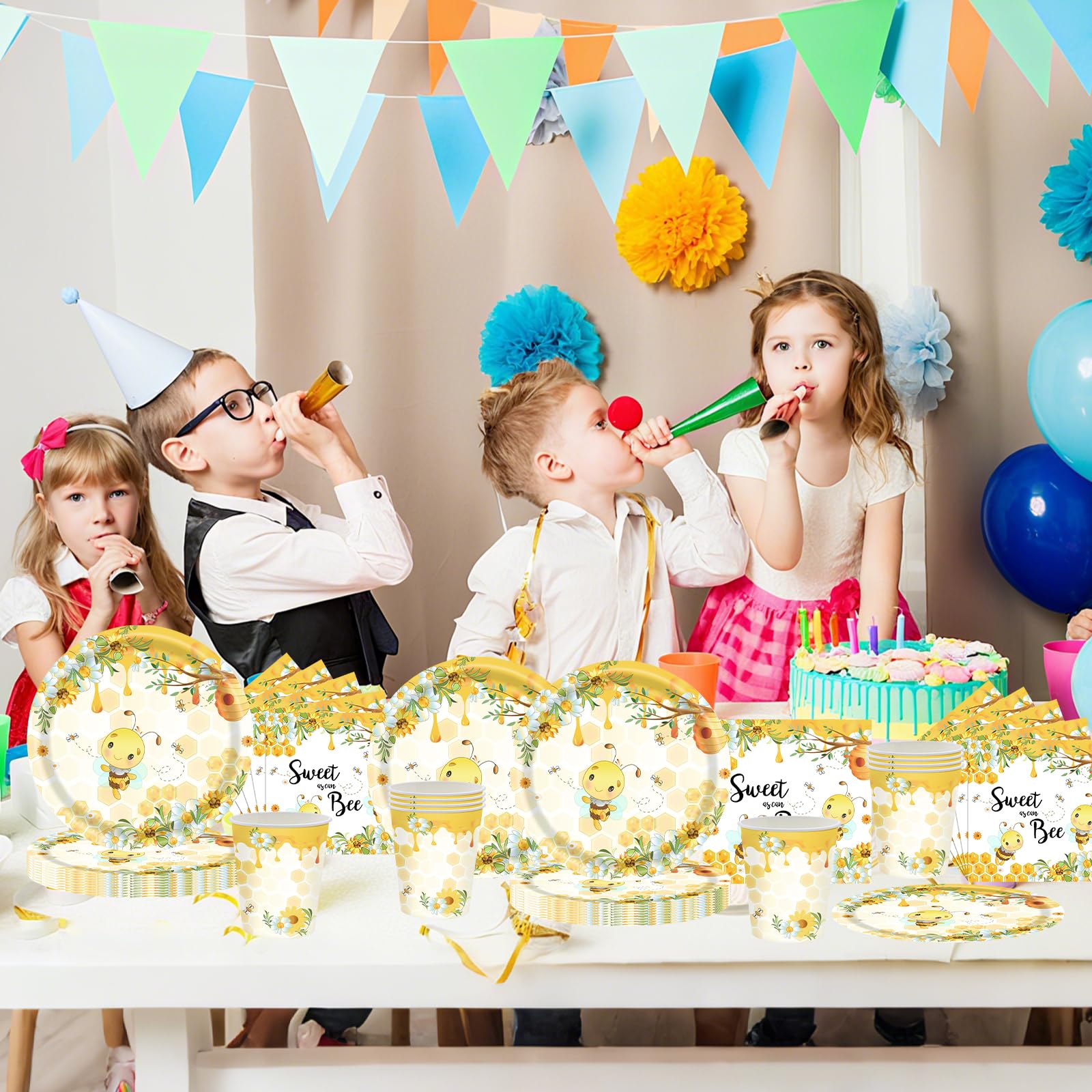 Set di piatti e tovaglioli per 10 ospi per feste di compleanno a