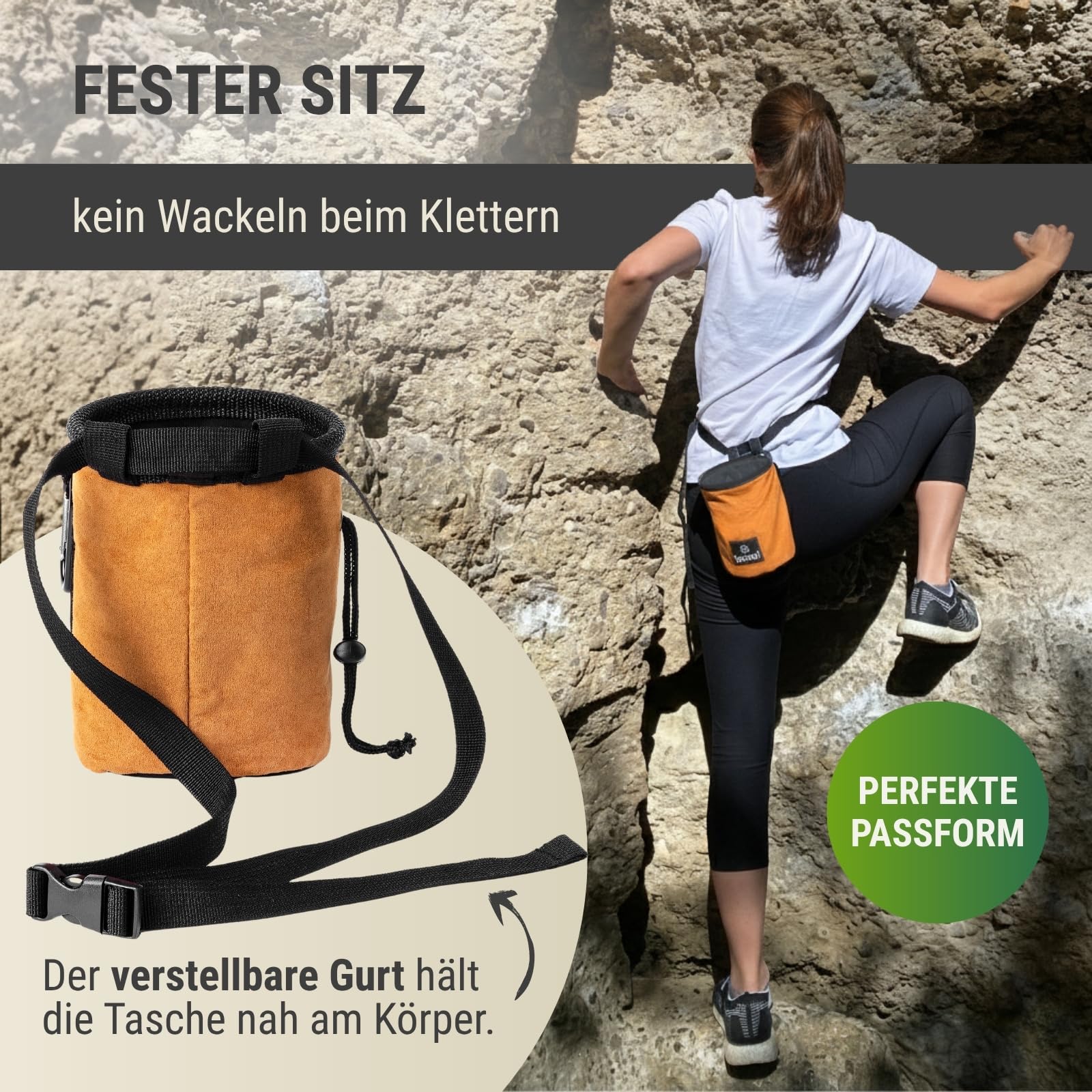 Juego de equipo de escalada original de Igoera con bolsa de tiza, cepillo de boulder y bola de tiza | la combinación perfecta para el máximo placer y seguridad