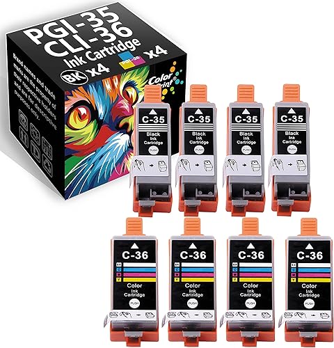 ColorPrint - Cartucho de tinta compatible con PGI-35 CLI-36 para impresora Canon 35 36 PGI35 CLI36 para PIXMA iP100 iP110 mini260 mini320 TR150 (4 x