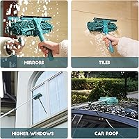 Vista 4 de Escobilla de ventana de alto alcance de 20 pies con poste de extensión de 5 a 12 pies, herramienta de limpieza de ventanas con poste telescópico