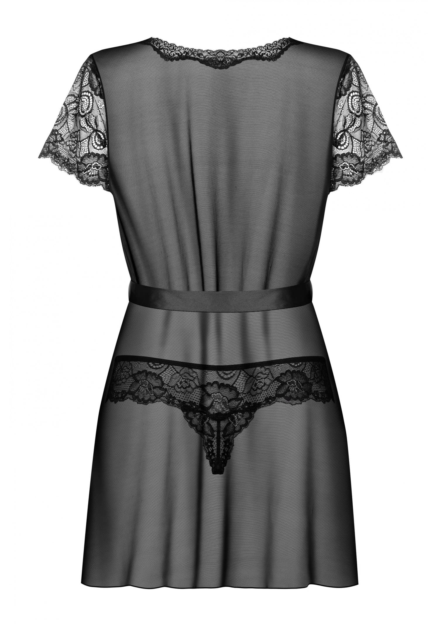 Selente Love & Fun verführerisches 3-teiliges Damen Wäscheset aus Morgenmantel, Tanga/Slip & Satin-Augenbinde, Made in EU