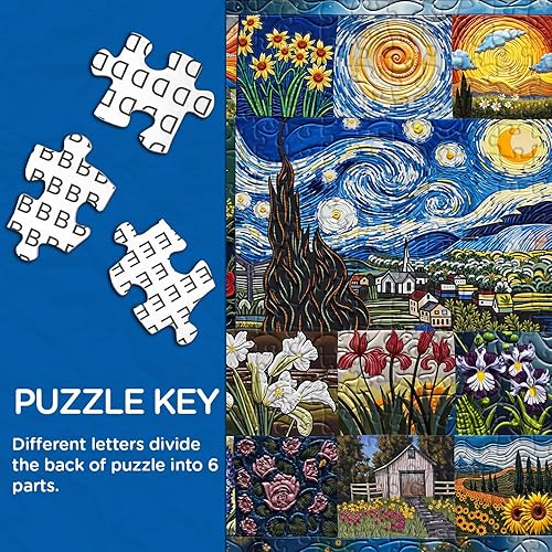 Miniatura 3 de PICKFORU Van Gogh's Rhapsody - Rompecabezas para adultos de 1000 piezas, rompecabezas artísticos de flores de noche estrellada, temática de pintura