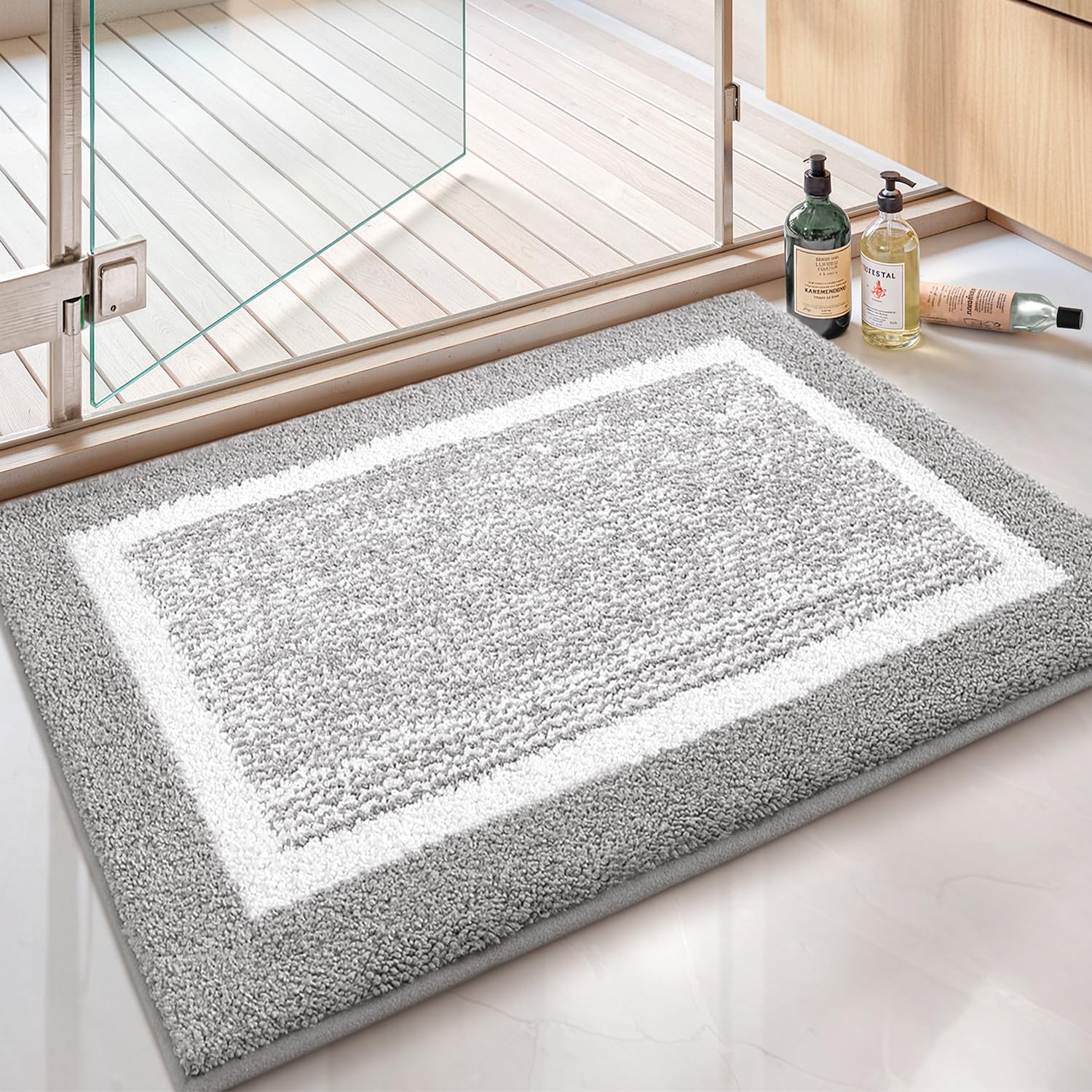 Bathroom Rug Mat, Ultra Soft and Water Absorbent Bath Rug, Bath Carpet, Machine Wash/Dry, for Tub, Shower, and Bath Room (24"x59", Grey)